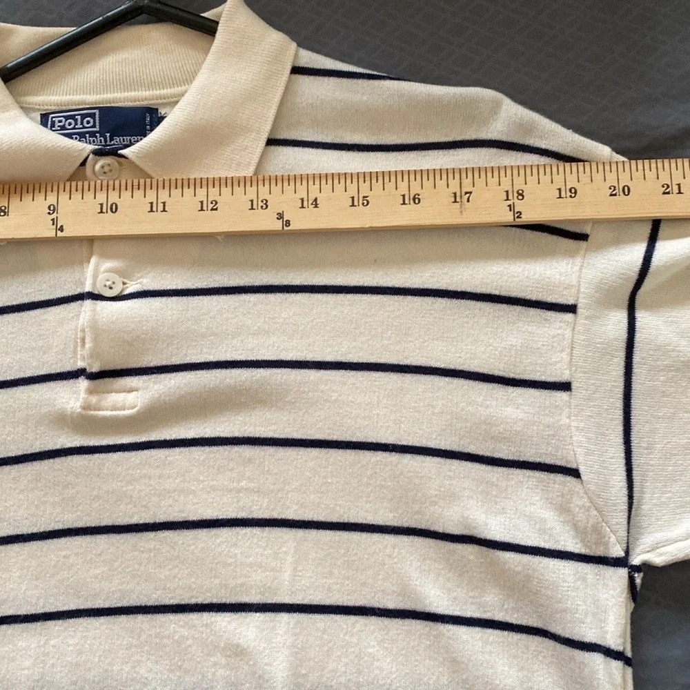 POLO Ralph Lauren Men’s Vintage Striped Long Sleeves Polo Size XL. Made in Italy - Picture 7 of 10